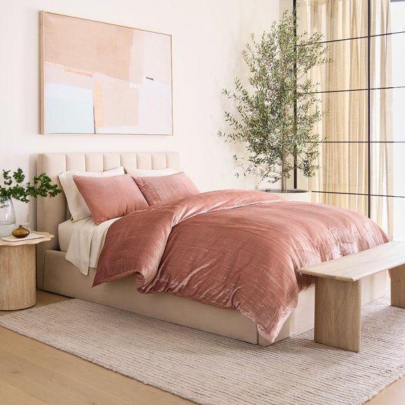 West Elm Bedding West Elm Fullqueen Crinkle Velvet Duvet Cover In